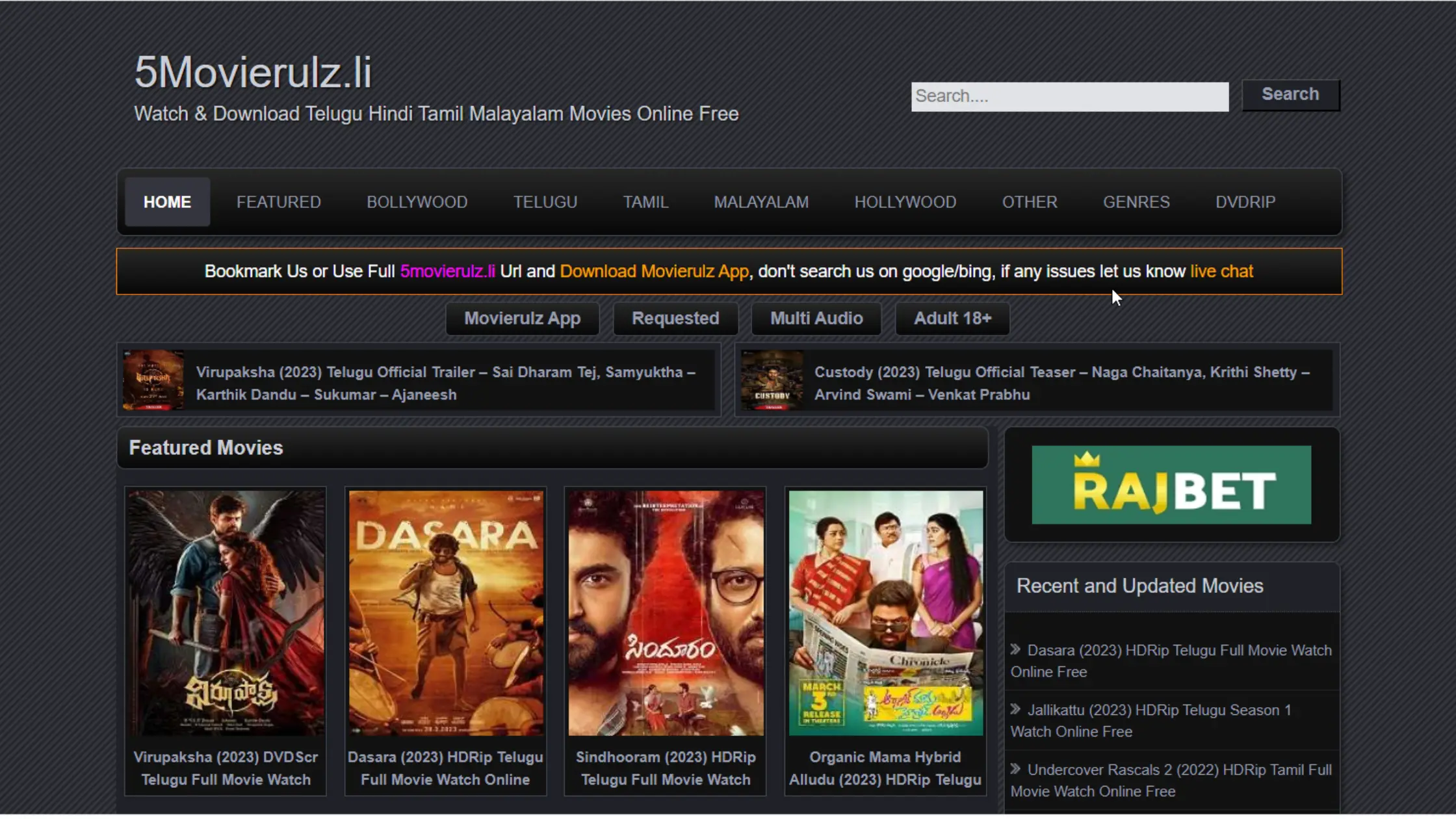 Movierulz Telugu Movies Shows 2023 Download Page