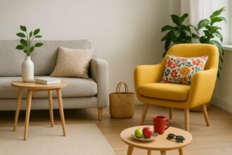 Minimalist Living Room with Colorful Accents