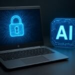 Sleek Tech Laptop with AI Symbol